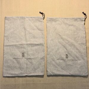 Brunello Cucinelli Lot Of 2 Dust Bags Gray With Drawstrings